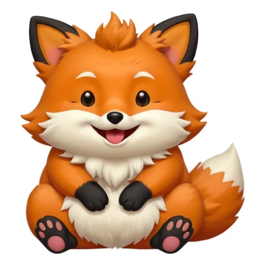 Floofy the Creampuff fox blackish away laughing, chubby. Black paws orange color sticker