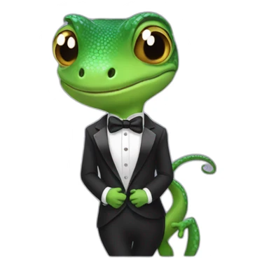Gecko wearing a tuxedo sticker