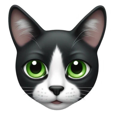 Black and white cat, black dots on both ears and only one eye and with green eyes sticker