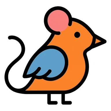 minimal modern icon style hybrid animal combining a rat and a bird, flat colors sticker