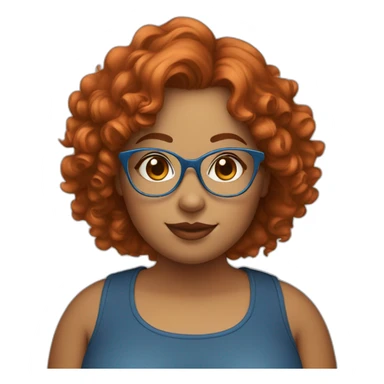 pretty curvy girl with curly copper hair and blue glasses sticker