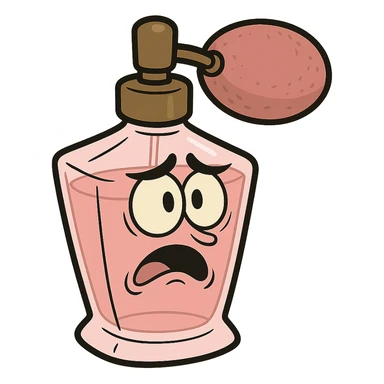 pink perfume bottle in flat toon style sticker