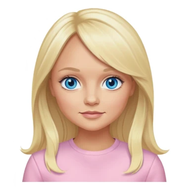 Emma Bunton with blonde long hair, blue eyes, light pink outfit sticker
