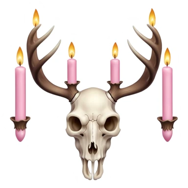 Deer skull with light pink candles on antlers sticker