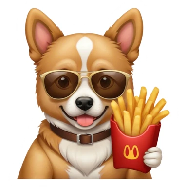 dog with sunglasses eating steak and fries sticker