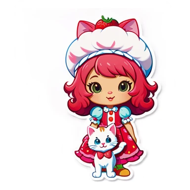 Strawberry shortcake with a cat sticker