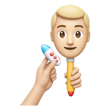 Clash of Clans aesthetic: Cinematic Playful Wii Nunchuk Portrait Emoji, rendered in a 3D vector-style similar to standard emojis with minimal shading and bold, simplified shapes. A compact, distinct form with signature details, softly glowing with a nostalgic gaming charm. Simplified yet unmistakably iconic, highly detailed and consistent, glowing with a soft radiance and high shine. Stylized with a touch of retro gaming magic and a soft glowing outline, capturing the essence of a beloved gaming relic with a friendly, playful manner! sticker