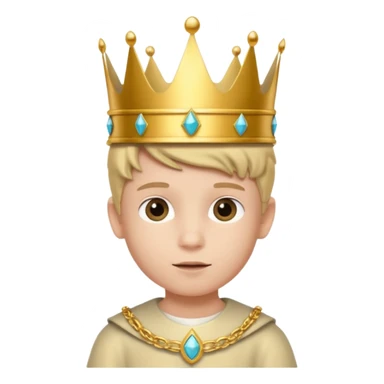 Royal Kid boy with fancy crown head 3d with real face sticker