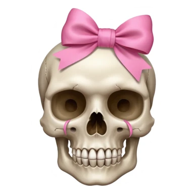 A skull with a small pink ribbon on the side of its head💀 sticker