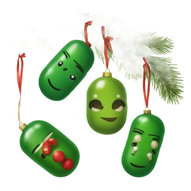 Vintage Christmas tree ornaments in shape of pickle  sticker