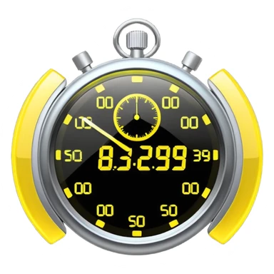 A futuristic holographic stopwatch glowing yellow sticker