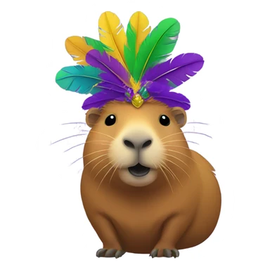 Capybara going to Mardi Gras feathers sticker