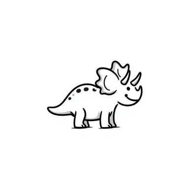 A hand-drawn toy triceratops with a silly grin and cute horns sticker