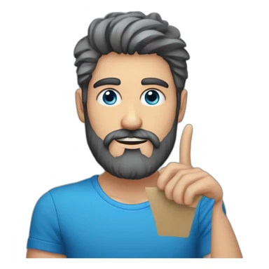 hombre ojos azules pelo gris barba de candado con paleta de colores en la mano sticker