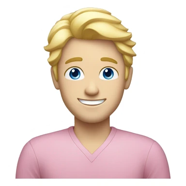 pale blonde happy man, pink shirt, blue eyes sticker