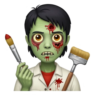 painter zombie with black hair sticker