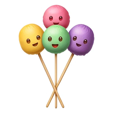 Dango Cinematic Realistic Dango Dessert Emoji, depicted as a skewer holding three colorful rice dumpling balls in different hues, rendered with delicate textures and soft, inviting lighting. sticker