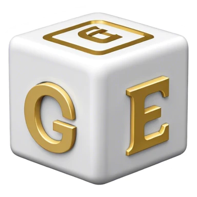 CUBE SHAPED BUIDING IN BLACK, WITHE THE LETTERS GL IN GOLD AROUND THE BUILDING sticker