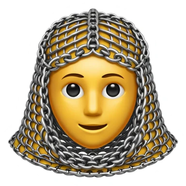 3D render of Medieval Coif, made of interlocking chainmail metal rings, wire mesh texture, visible holes and negative space, metallic silver and grey, high contrast shadows, Apple emoji style, isolated on white background --v 6.0. sticker