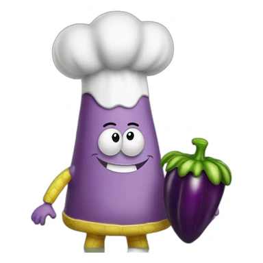 Spongebob holding eggplant sticker