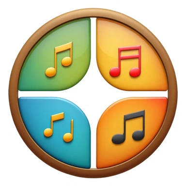 Circle divided into 4 segments with icon hints of visual, musical, theatrical, and literary arts sticker