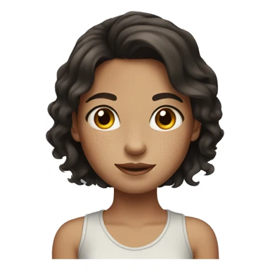 girl with dark brown hair and freckles sticker