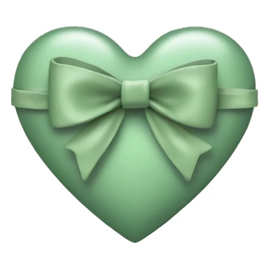 sage green heart with a bow on it  sticker