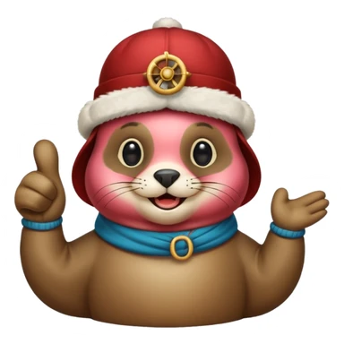 a seal wearing a propeller hat with his thumbs up sticker