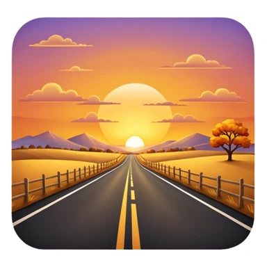 country road with sunset sticker