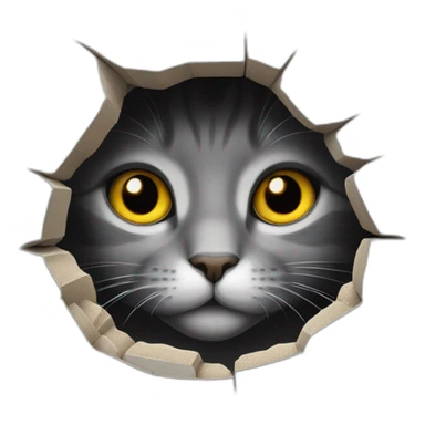cute gray cat peaking out of hole sticker