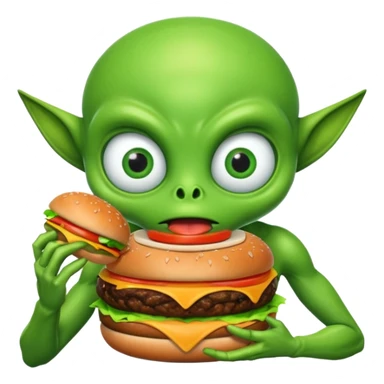 Big alien with burger sticker