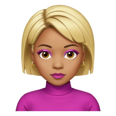 Tionne T-Boz Watkins with blonde short hair, brown eyes, magenta outfit sticker