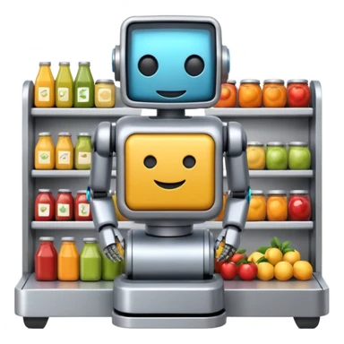 Computer design of a grocery shelf being run by a robot sticker