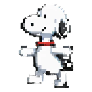 Snoopy dancing happily pixel art sticker