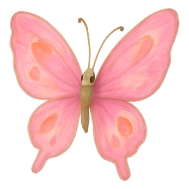 pink butterfly, whimsical and magical, soft painterly look sticker
