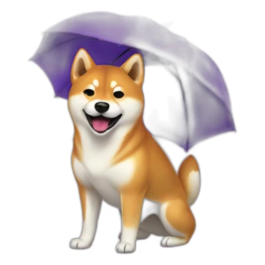 Shiba Inu destroying purple umbrella handle sticker