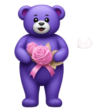 Big purple Teddy Bear holding chocolates and pink & purple roses sticker