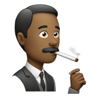 Men smoking cigarette with smoke sticker