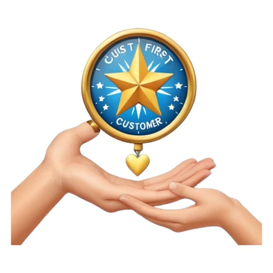 I need to create a slack emoji of: Customer-First. Create one for me, it should have the text as well with some attractive visual. Give me 10 ideas sticker