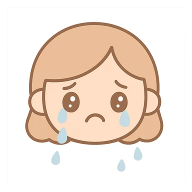 Make the sad girl emoji crying with visible tears, keep the original kawaii style. sticker