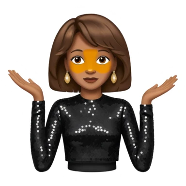 Whitney Houston with brown hair, black sequin long sleeve crop top sticker