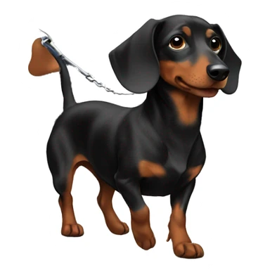 Black guy walking mini dachshund  sticker