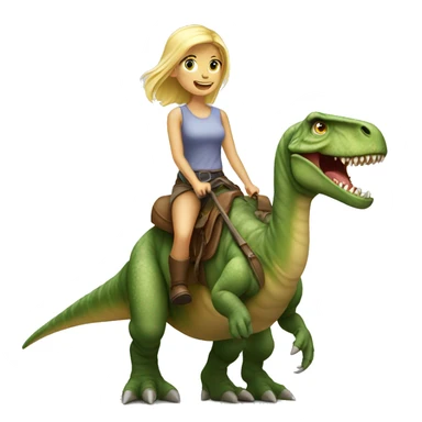 Blonde girl riding long neck dinosaur sticker