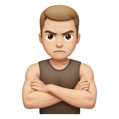 arms crossed holding neck angry man sticker