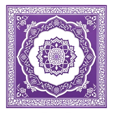 islamic Muslim prayer mat purple with blossom sticker