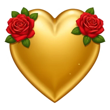 a golden heart sprinkled with red roses sticker
