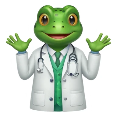 smiling frog dressed as a doctor sticker