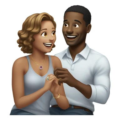 Black man proposing to white woman  sticker