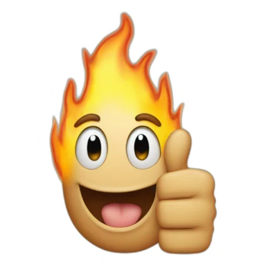 thumbs up made of flames sticker