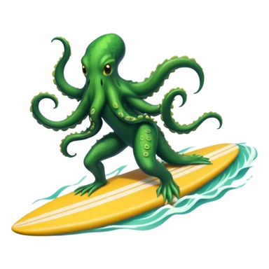 Sea monster with a surfboard  sticker